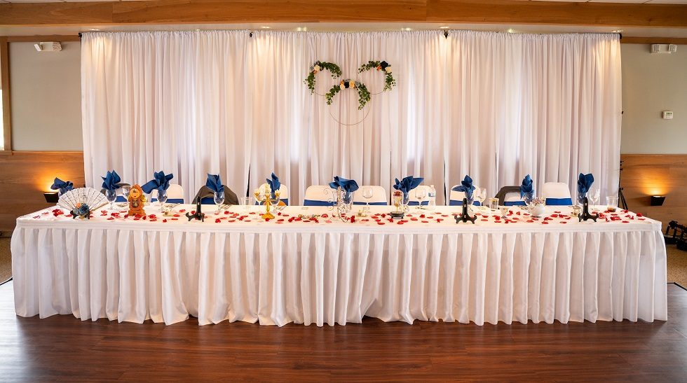 White Pipe And Drape for wedding head table