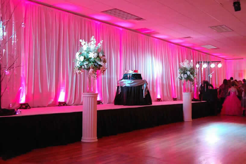 Draping with pink uplights