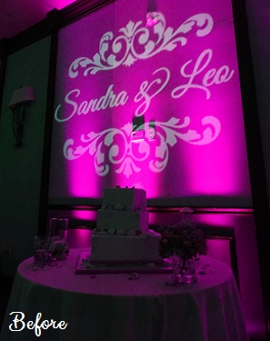 pinspotting, gobo, uplighting, cake